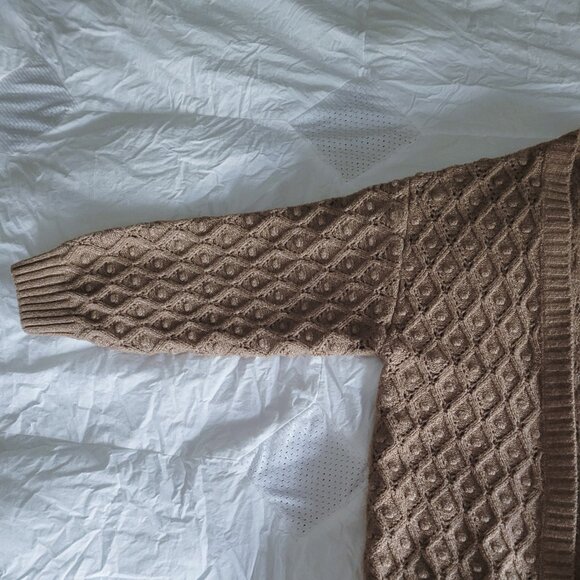 Old Navy Brown Diamond Bobble Open Cardigan 8 (M) - Picture 2 of 4